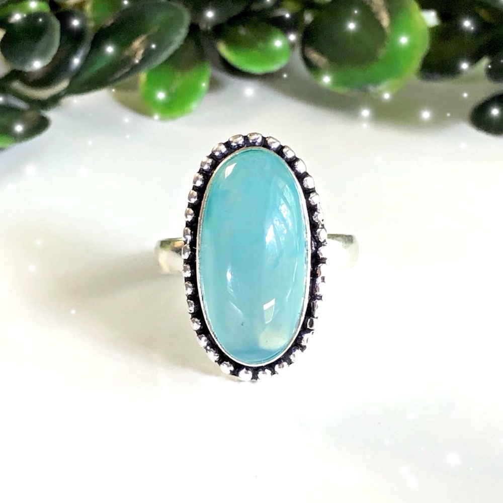 .925 Aqua Chalcedony Ring
